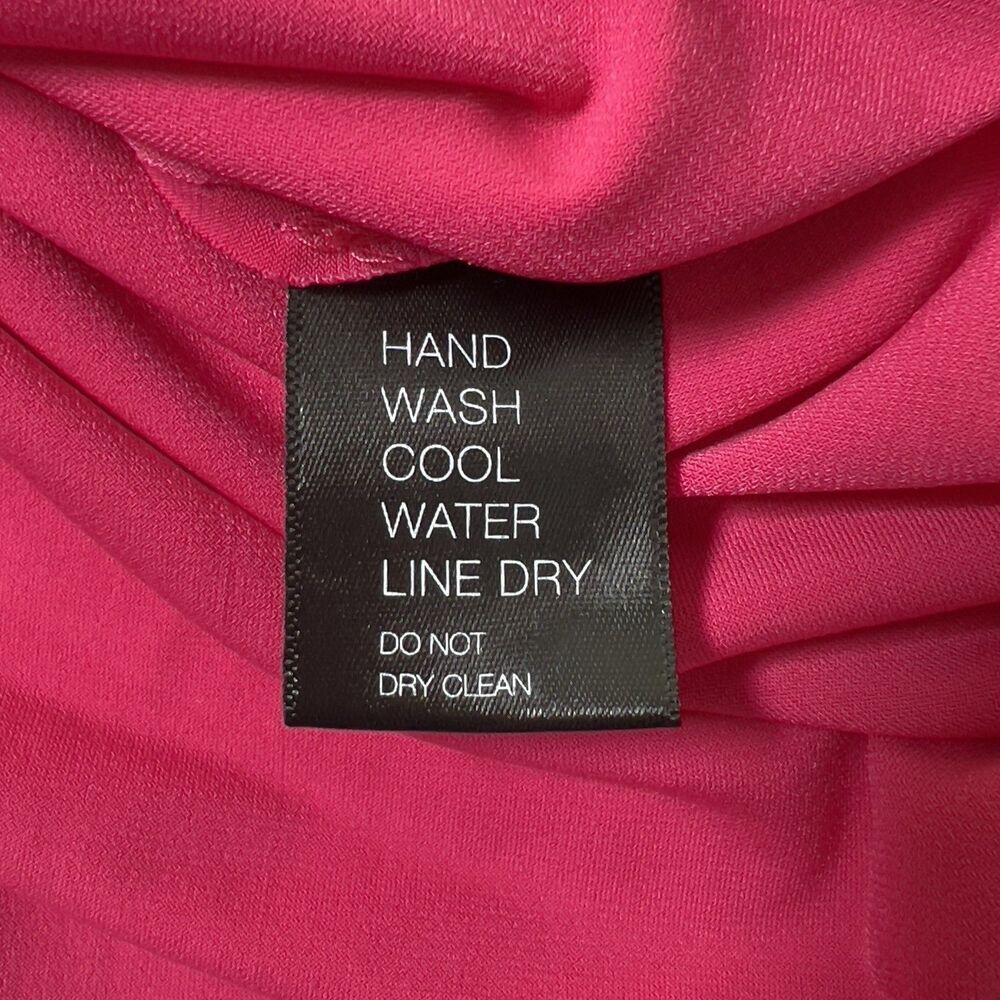 Norma Kamali Halter Turtleneck Side Slit Gown Maxi Dress Sz L Rose Pink Stretch - Picture 11 of 14